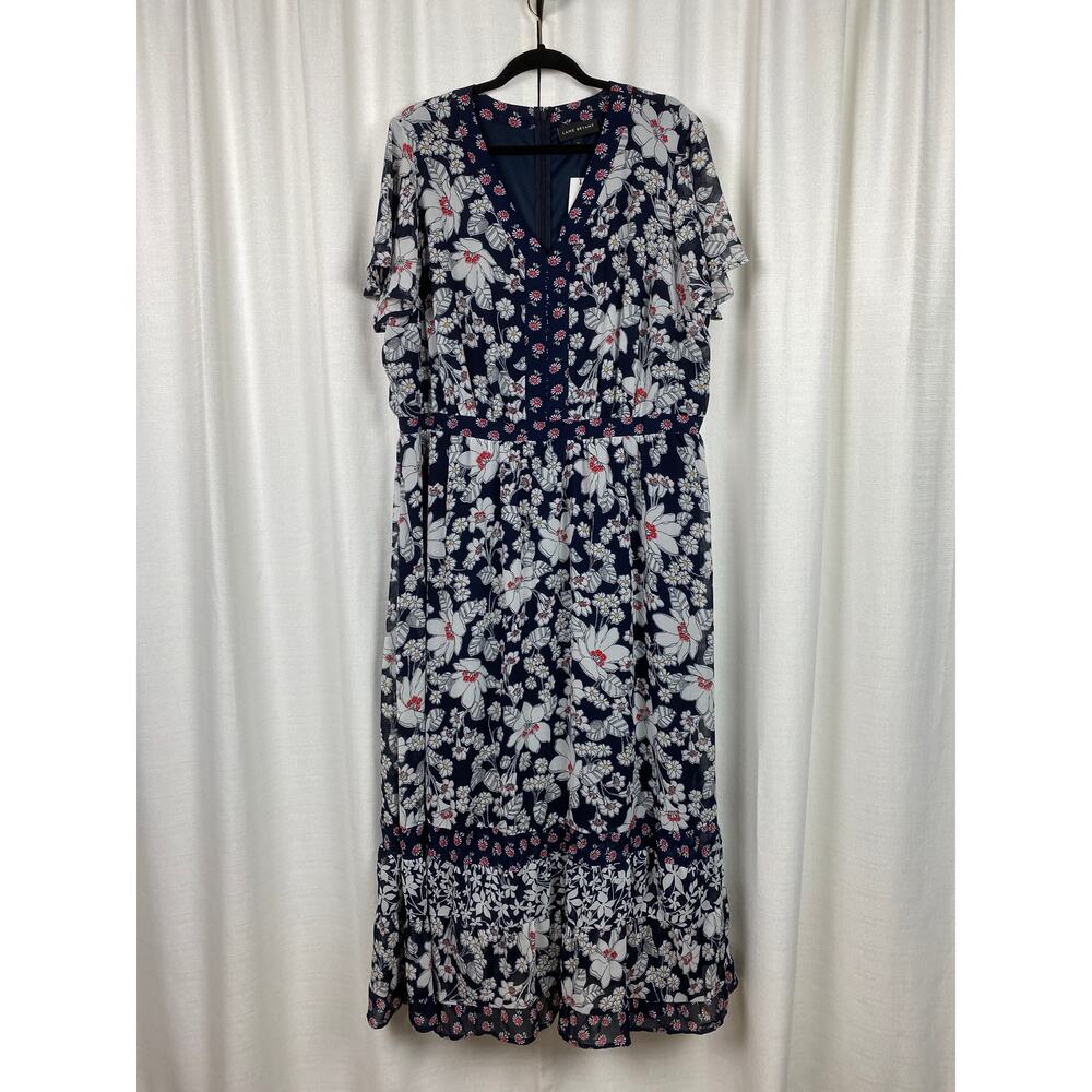 Lane Bryant Navy Blue Floral Chiffon Maxi Dress Sz.22W NWT - Picture 4 of 16